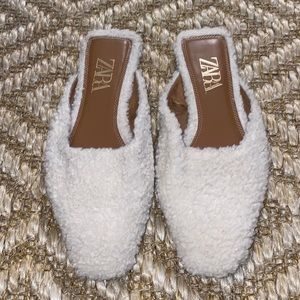 Zara Shearling Slides
